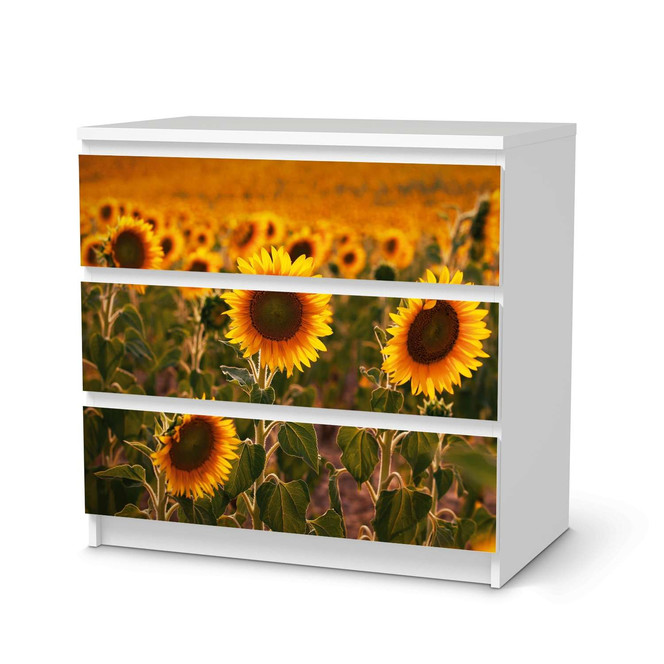 Klebefolie IKEA Malm Kommode 3 Schubladen - Sunflowers- Bild 1