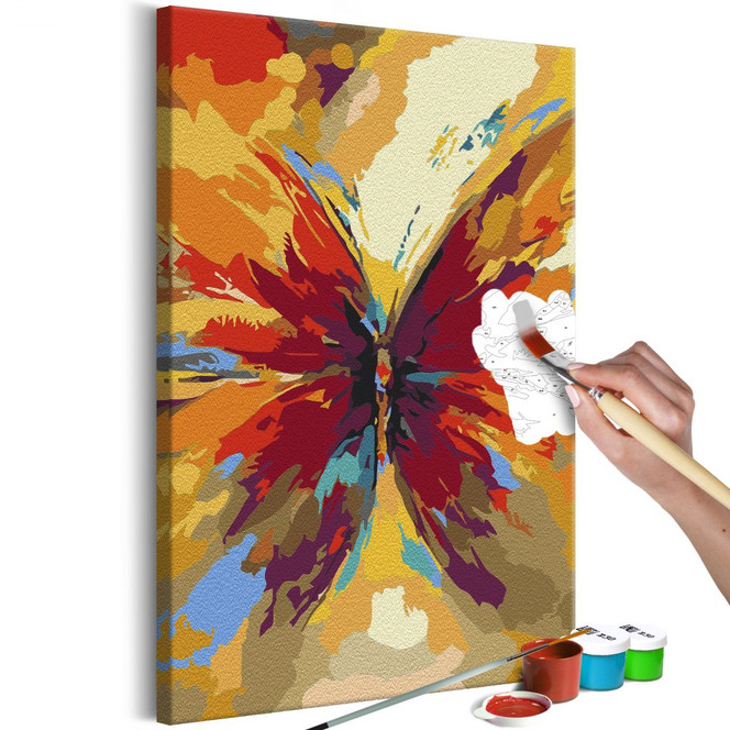 Malen nach Zahlen Leinwandbild - Mehrfarbiger Schmetterling - 40 x 50 cm - mit Keilrahmen - bespannt