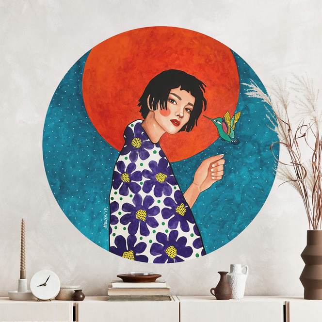 Wandtattoo Porträt - Zurücklassen Rund - Hülya