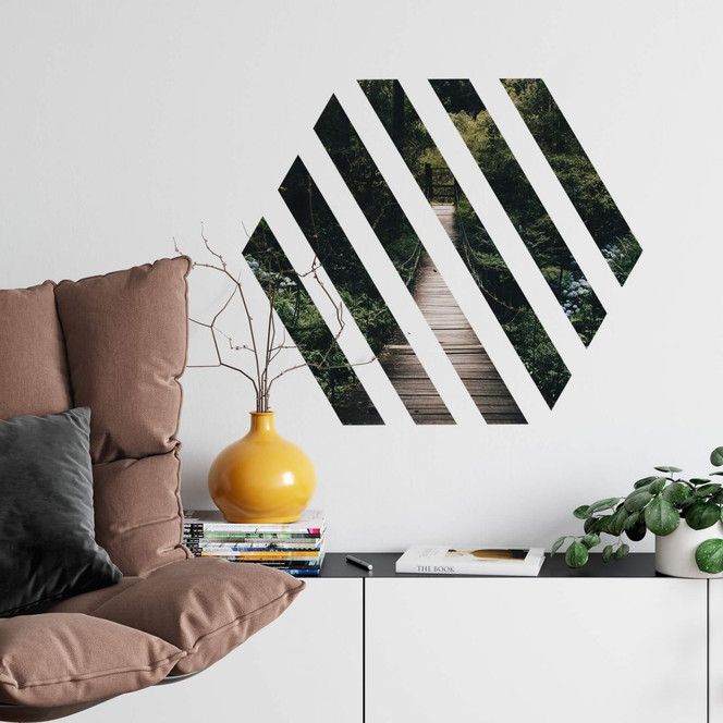 Wandtattoo Waldweg Hexagon in Streifen