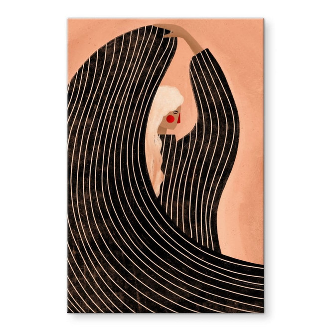 Acrylglasbild Frau mit schwarzem Streifenkleid - Müller