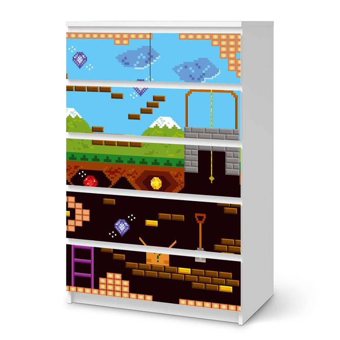 Möbel Klebefolie IKEA Malm Kommode 6 Schubladen (hoch) - Pixelmania- Bild 1