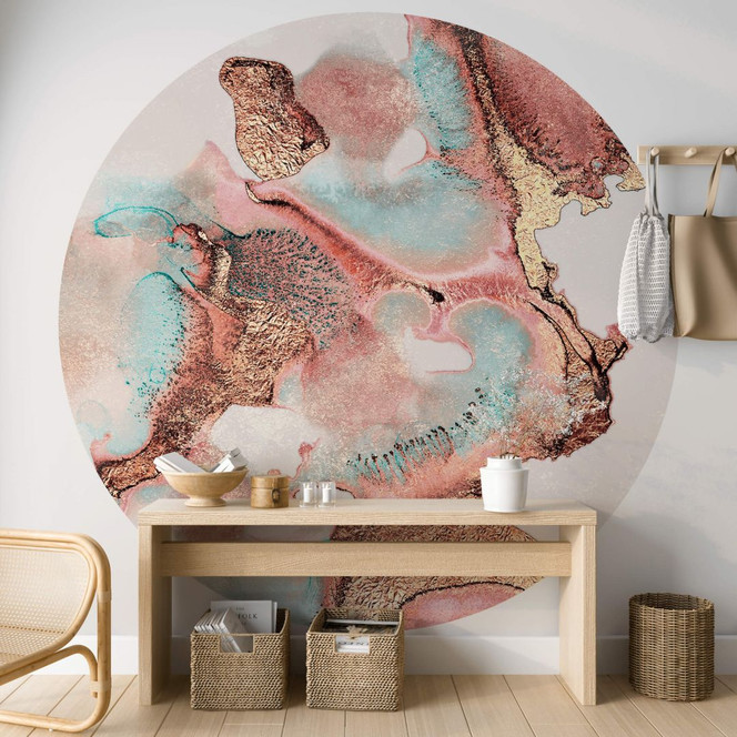 Fototapete Fredriksson - Goldene Tinte mit Nuancen in Rosé - Rund - Selbstklebend/Vlies