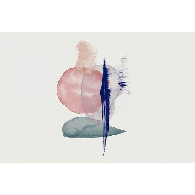 Livingwalls Fototapete ARTist Connection mit Aquarell Zeichnung blau, creme, grün, rot - Bild 1