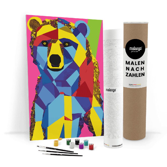Malen nach Zahlen Leinwandbild - Bär Bärbel