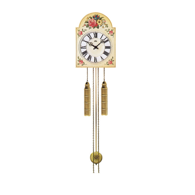 Mechanische Uhr mit Pendel Holzgehäuse bemalt