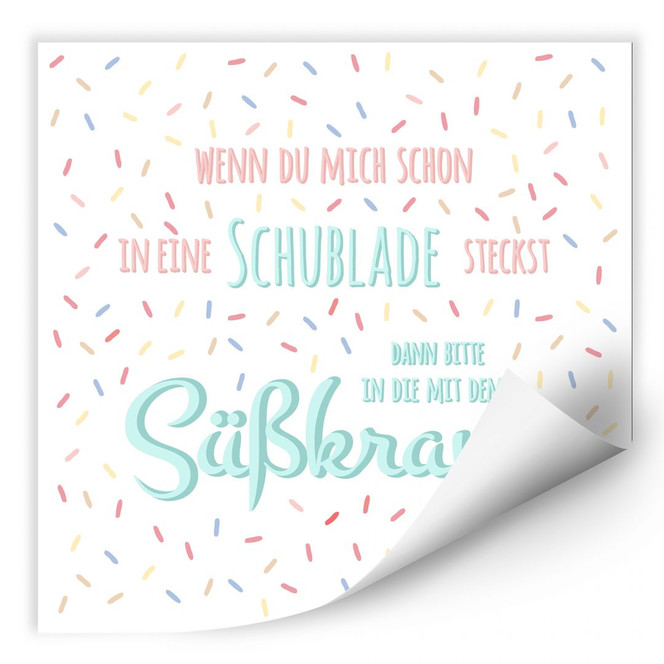 Wallprint Schublade mit Süsskram - quadratisch