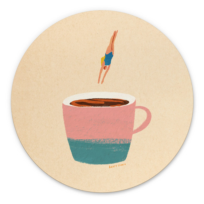 Wandbild Sprung in den Kaffee - Rivers - Alu-Dibond Rund