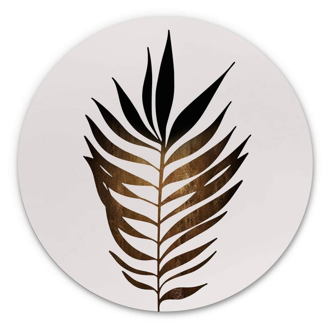 Alu-Dibond Kubistika - Blatt in Gold - Rund