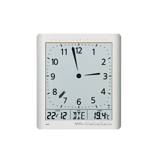 Funkwanduhr Digitaluhr Wand/Tischausführung weiss