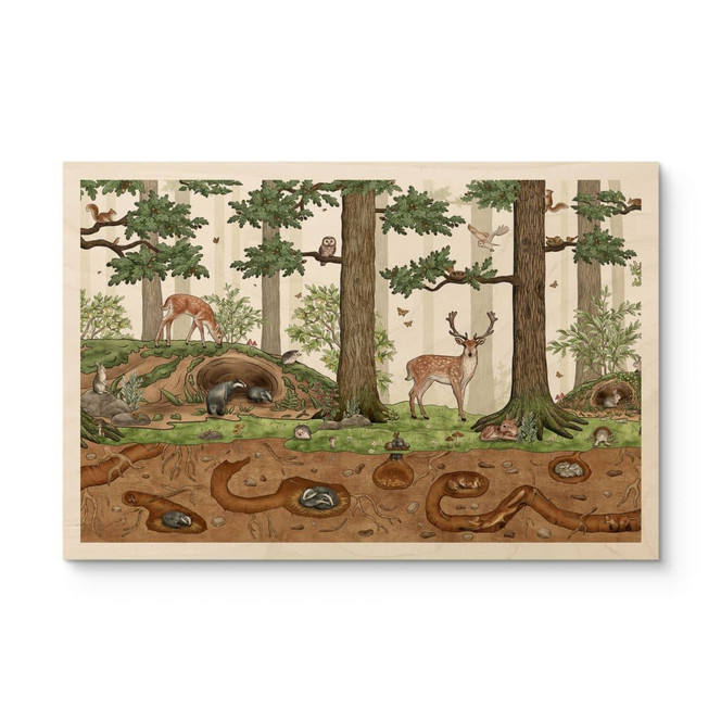 Holzbild Wimmelbild Waldtiere - Kikki Belle