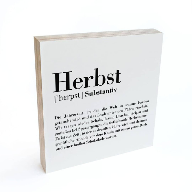 Holzbild zum Hinstellen - Grammatik - Herbst - 15 x 15 cm