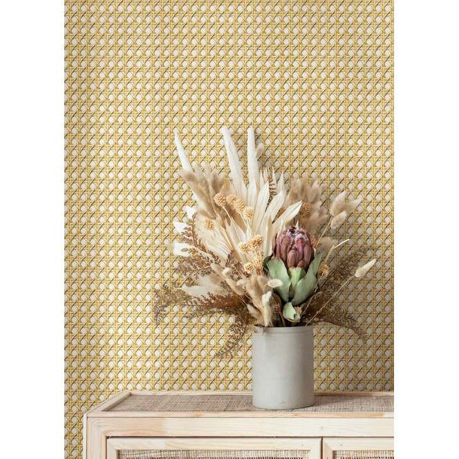 Vliestapete in Holzoptik und Flechtoptik beige Holzoptik