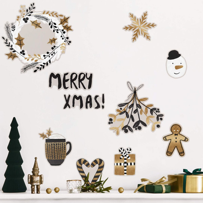 Wandtattoo Set Weihnachten - Orara Studio - schwarz-gold