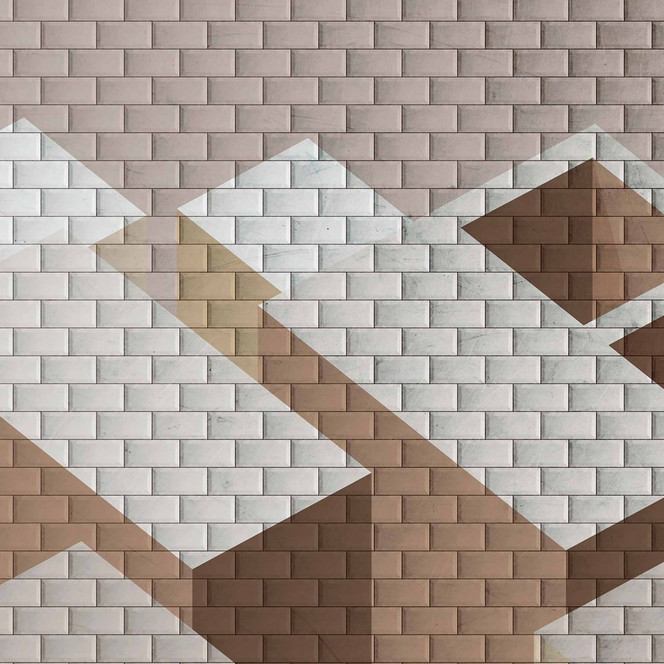 Fototapete Geometrisch GraphicTiles2 grau beige - Vliestapete Designwalls 2 - 2.55x3.5 m