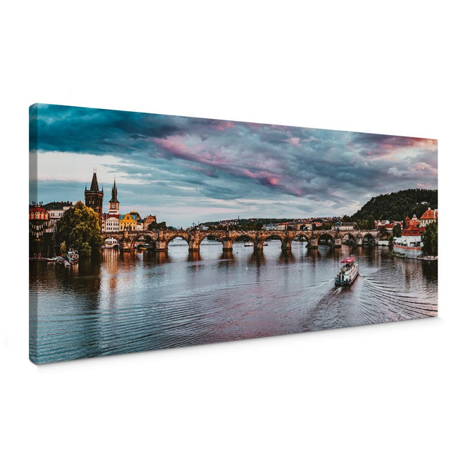 Leinwandbild Sonnenuntergang in Prag