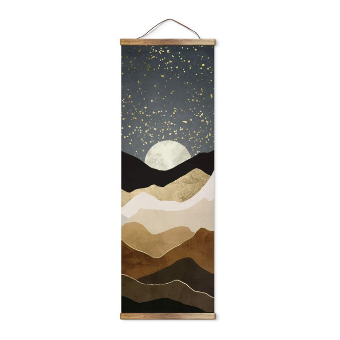 Stoffbild SpaceFrog Designs - Goldene Sterne - Panorama