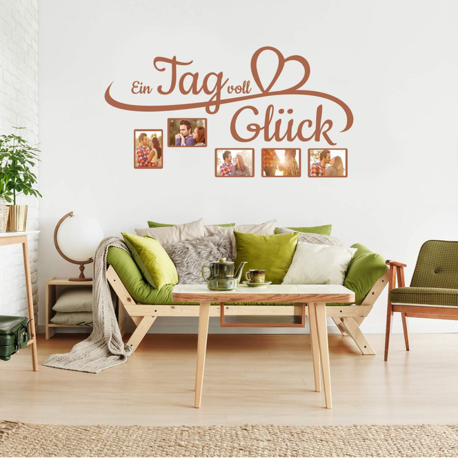 Wandtattoo Ein Tag voll Glück mit Platz für Fotos