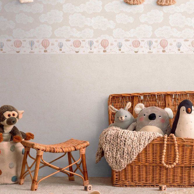 Wolken-Tapete Beige Weiss - Kinderzimmer Tapete mit Wolkenmotiv