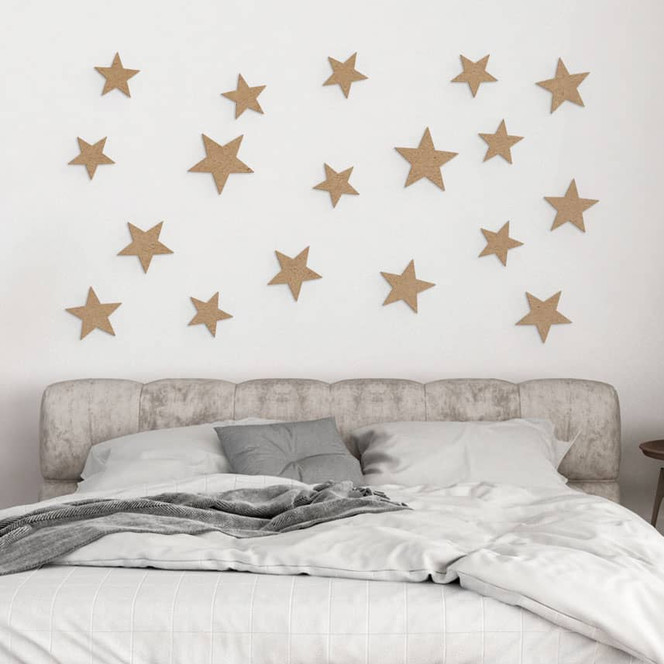 3D Sterne Deko Set für Kinderzimmer | Schlafzimmer - MDF Natur
