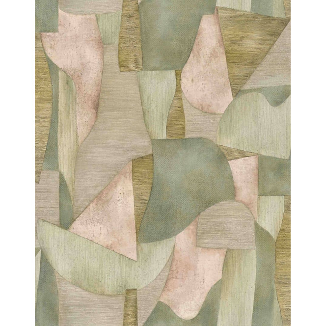 Fototapete Bildtapete Abstrakte Geometrie Formen in Salbeigrün Beige und Rosé 2.7 x 2.12 m