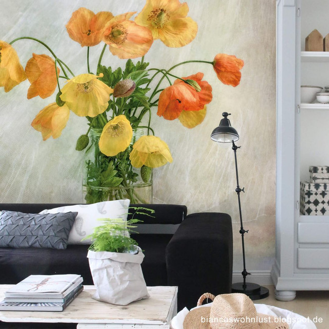 Fototapete Disher - Mohnblumen im Glas - 240x260cm - Bild 1