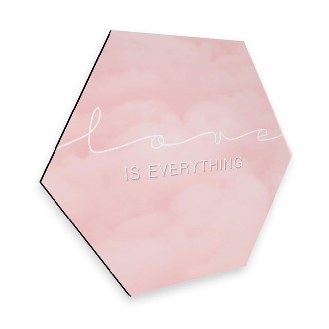 Hexagon - Alu-Dibond - Love is everything - rosa Wolken