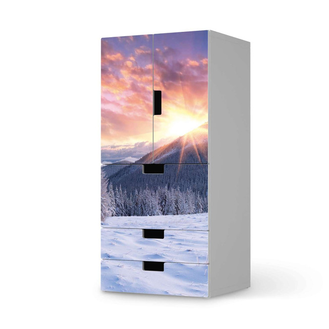 Möbelfolie IKEA Stuva / Malad - 3 Schubladen und 2 kleine Türen - Zauberhafte Winterlandschaft- Bild 1