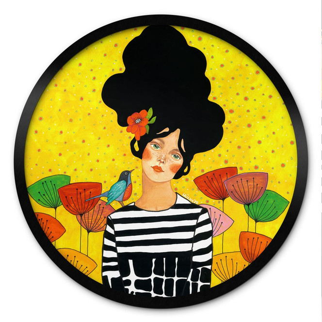 Poster Blumenmädchen im Sommergarten - Hülya - Rund