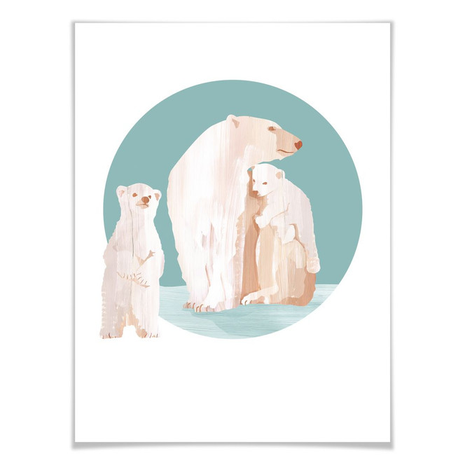 Poster Goed Blauw - Die Eisbärenfamilie