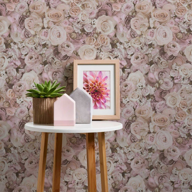 Selbstklebende Tapete & Möbelfolie - Blumen - Rosen - rosa - Rolle 840x53 cm