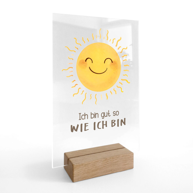 Tischaufsteller mit Sonne - kindgerechte Selbstliebe "Ich bin gut so wie ich bin"