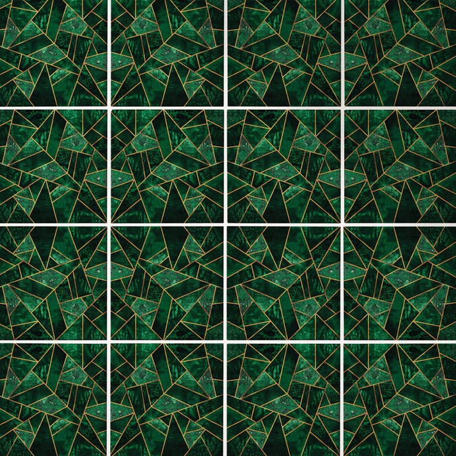 Fliesenaufkleber Fredriksson - Dunkelgrüner Smaragd - 12er Set