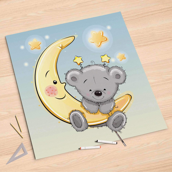Folienbogen (90x90cm) - Teddy und Mond- Bild 1