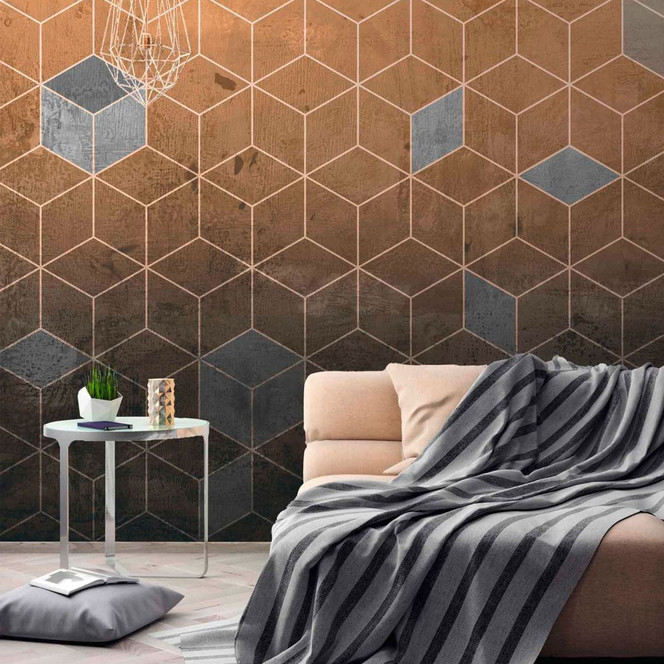Fototapete Design DTiles2 in beige grau - Vliestapete Designwalls 2 - 2.55x3.5 m