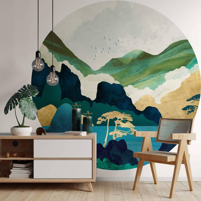 Fototapete SpaceFrog Designs - In den Bergen - Rund - Selbstklebend/Vlies