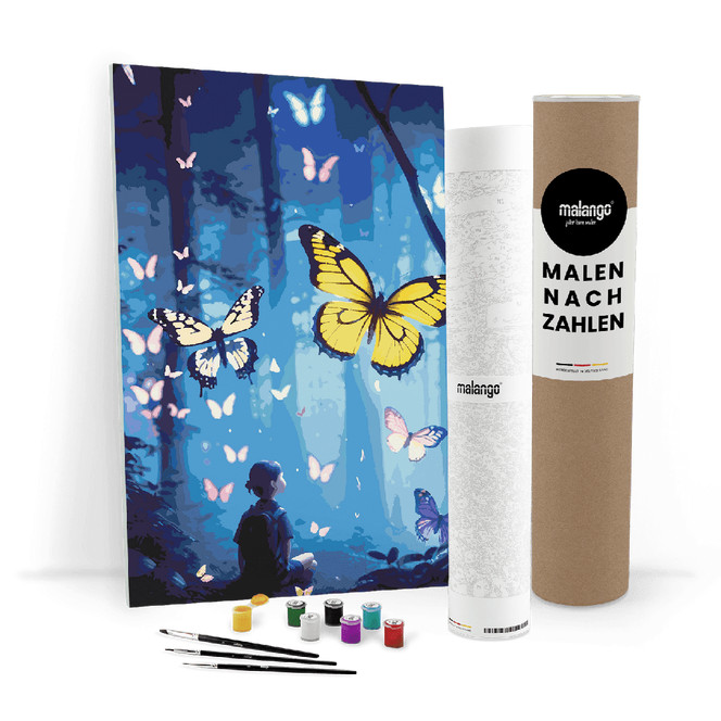 Malen nach Zahlen Leinwandbild - Schmetterlingswald