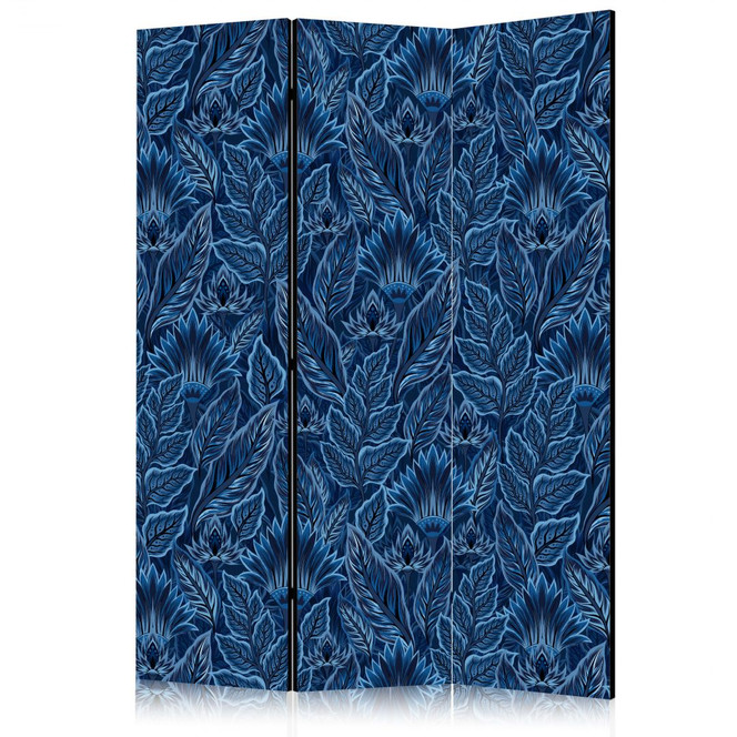 Paravent, Raumteiler freistehend, Trennwand - Dense Vegetation: Botanical Patterns in Blue