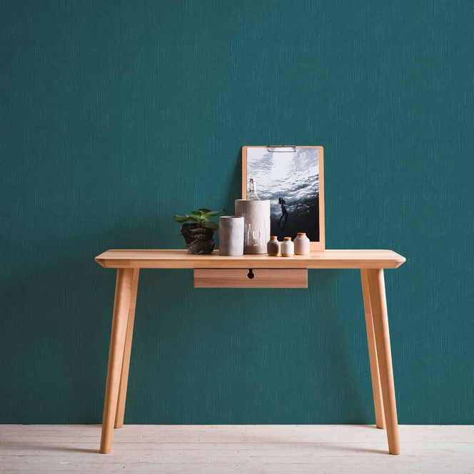 Vliestapete mit 3D-Optik Blau Grün - Grafische Tapete in Petrol