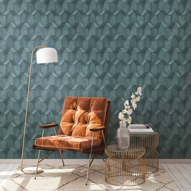 3d Tapete Wohnzimmer Vliestapete Betonoptik Mustertapete Blau Arbeitszimmer