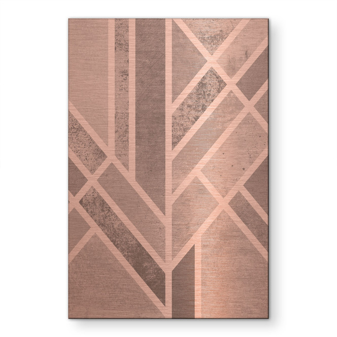 Alu-Dibond gebürstet mit Kupfereffekt - Art Deco Goldene Geometrie - Fredriksson