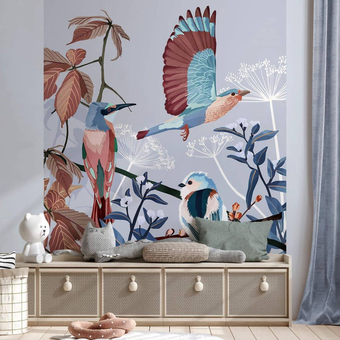 Fototapete Goed Blauw - Vögel im Winter