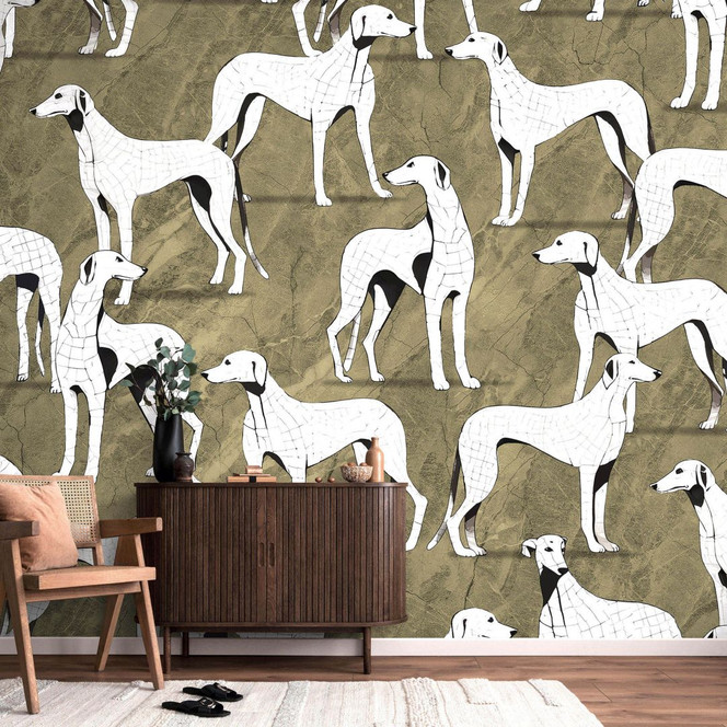 Guido Maria Kretschmer Fototapete Greyhound Manor- Art Edition 2 gold