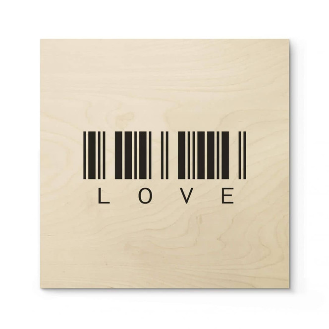 Holzposter Barcode Love - Quadratisch