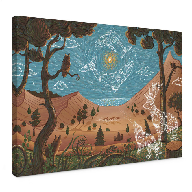 Leinwandbild Spirituelles Tierreich in der Nacht - Oliver Robins