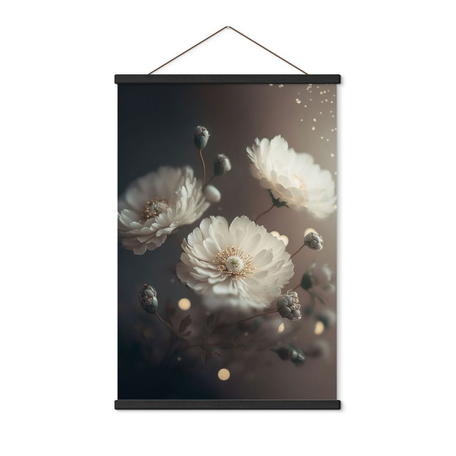 Stoffbild Weisse Blumen mit Goldstaub - Treechild