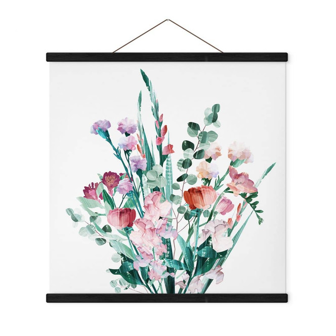 Stoffbild Wildblumen Bouquet im Frühling - Goed Blauw - Quadratisch