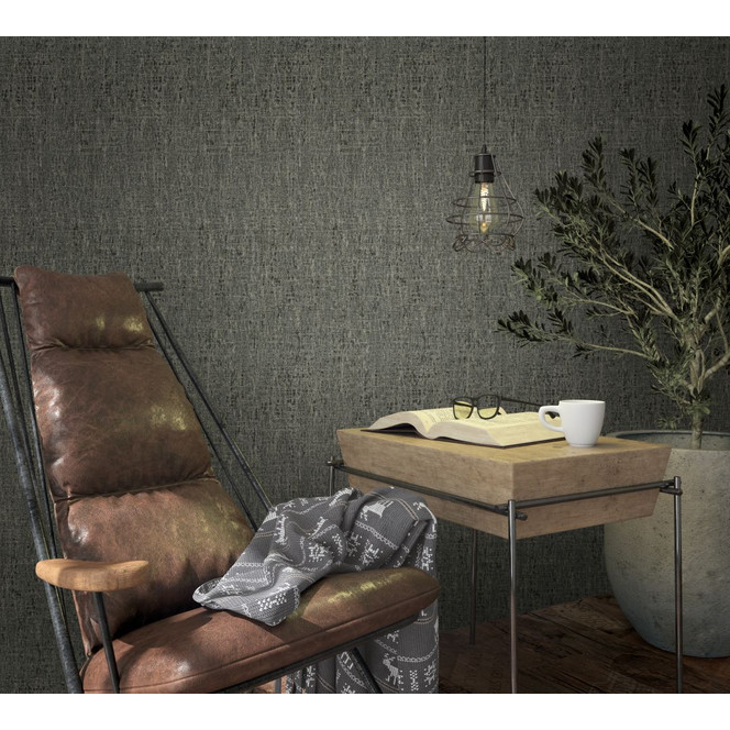 Strukturtapete, Vliestapete Loft Superior in anthrazit, gold
