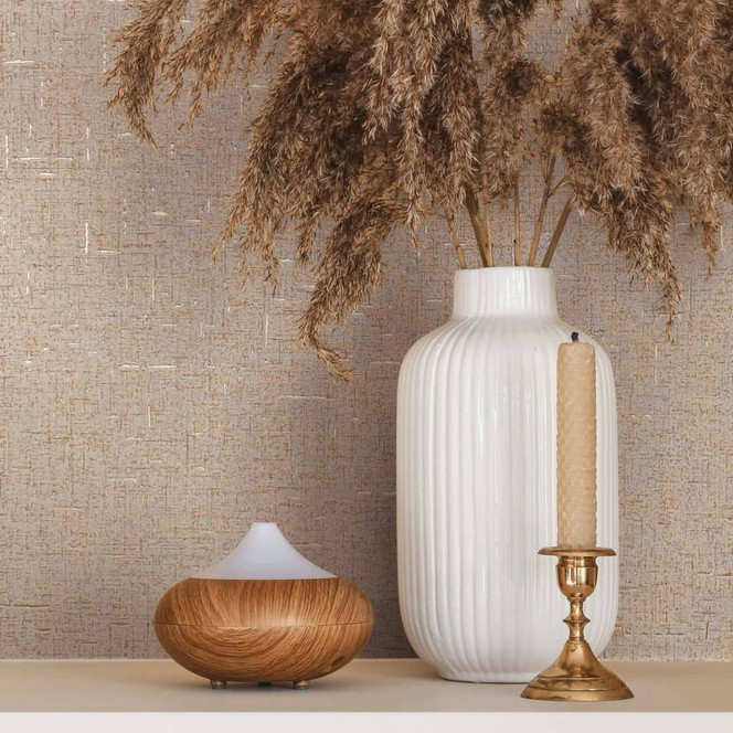 Vliestapete in leicht glänzender Struktur beige Uni