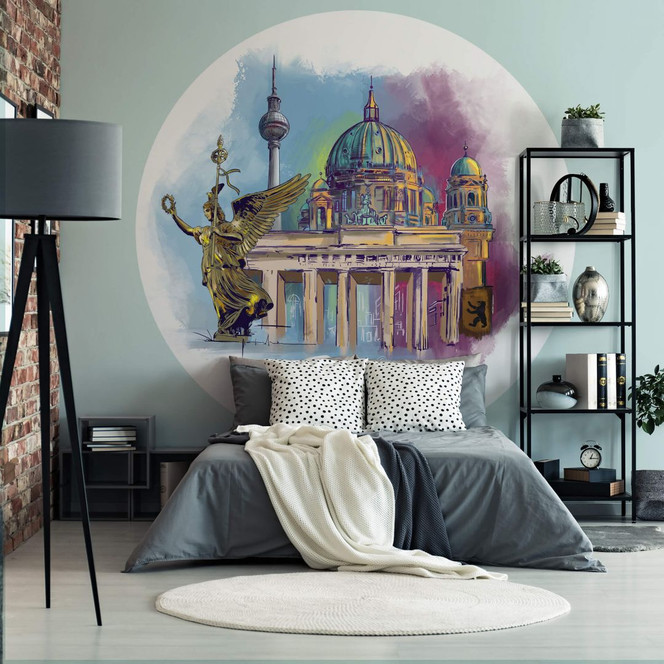 Fototapete Berlin - Rund - Love your City - Selbstklebend/Vlies